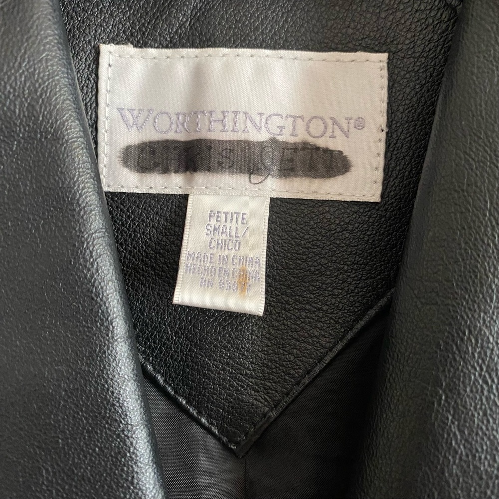 Worthington genuine petite fitted button up leather jacket - Picture 3 of 6